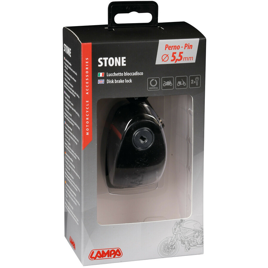 STONE 90588 Cadenas Lampa Disc Lock Avec Goupille Ø 5,5 mm Noir
