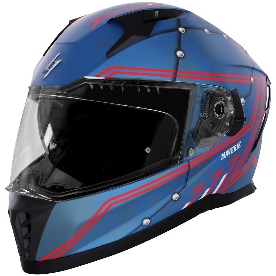 Stormer BLASTER MAVERICK Full Face Motorcycle Helmet Matt Metal Blue