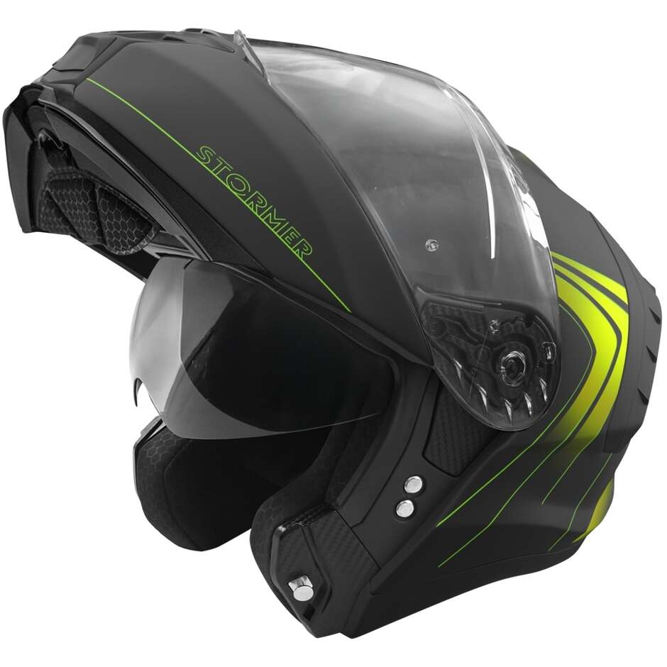 Stormer BLOW ANGEL Modular-Motorradhelm, Schwarz Neongelb, Matt