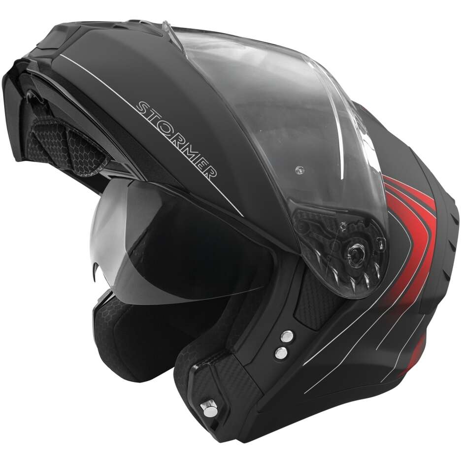 Stormer BLOW ANGEL Modularer Motorradhelm Matt Schwarz Rot