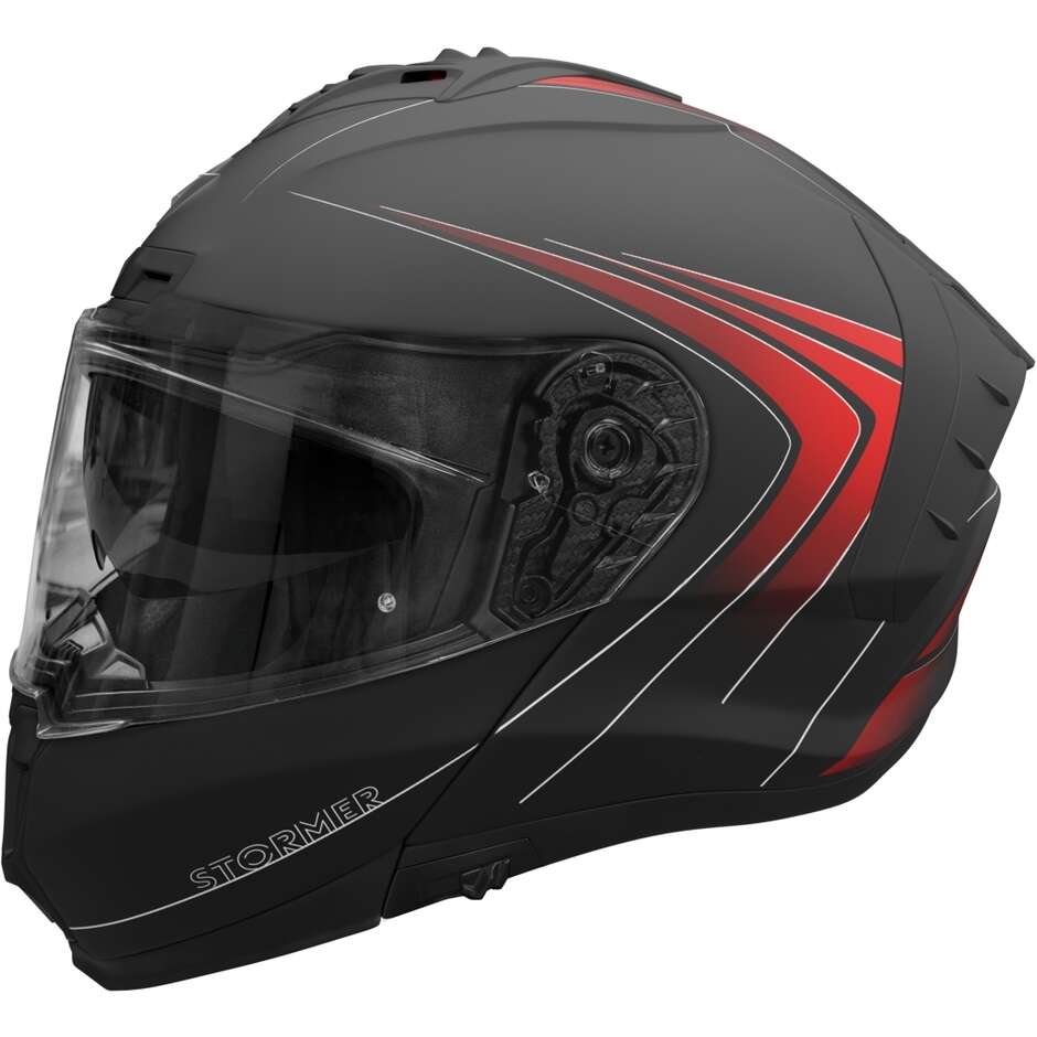 Stormer BLOW ANGEL Modularer Motorradhelm Matt Schwarz Rot