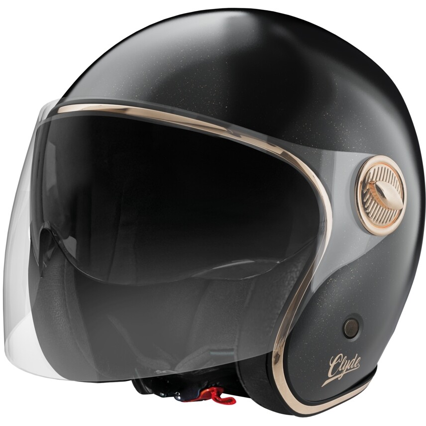 Stormer CLYDE Solid Jet Motorradhelm Schwarz Gold Perle