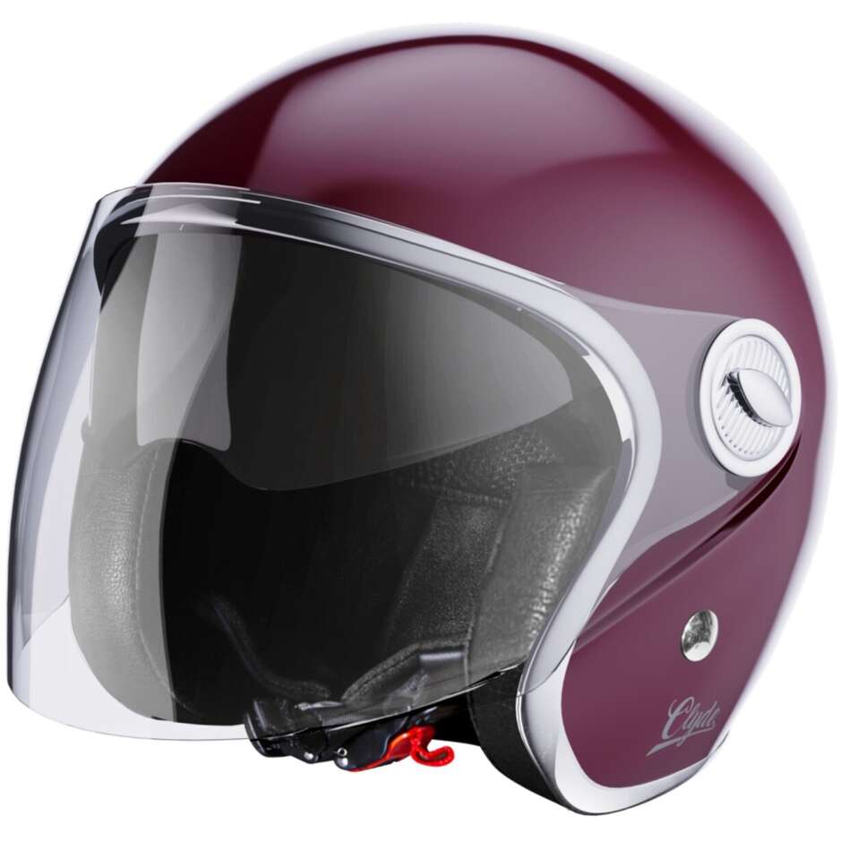 Stormer CLYDE Vintage Jet-Motorradhelm in solidem Burgunderrot