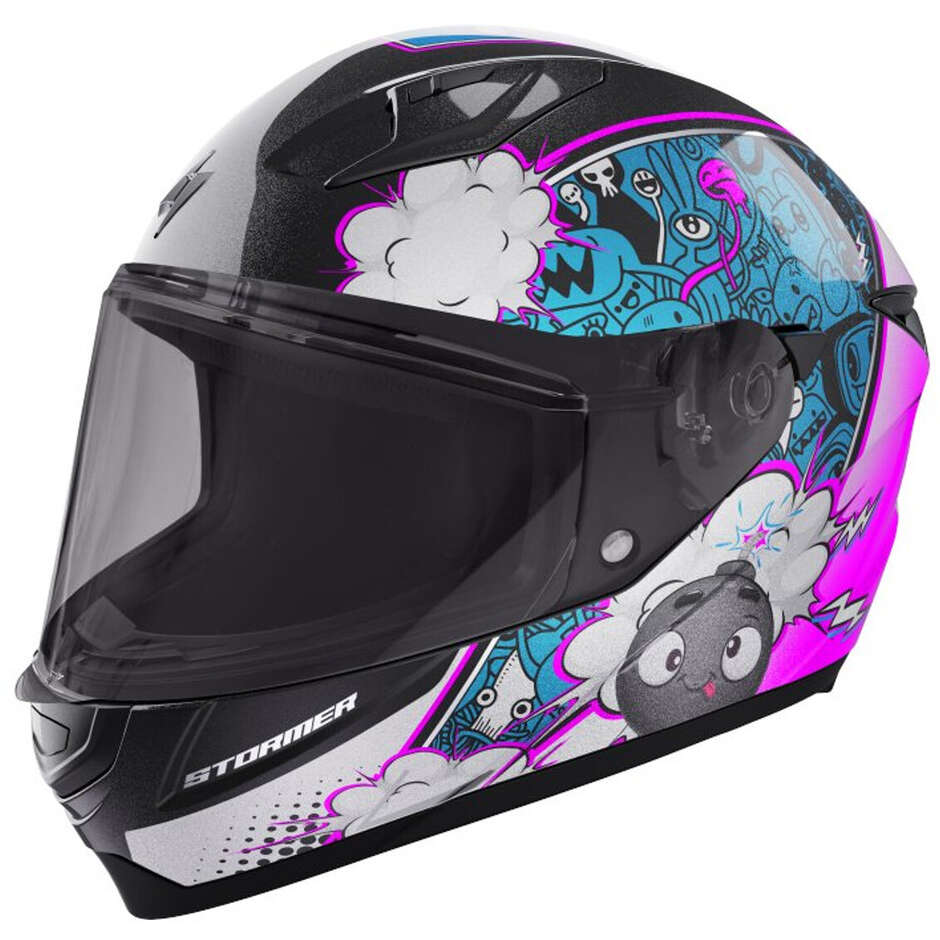 Stormer Strike Kid Boom Full Face Motorcycle Helmet Pink
