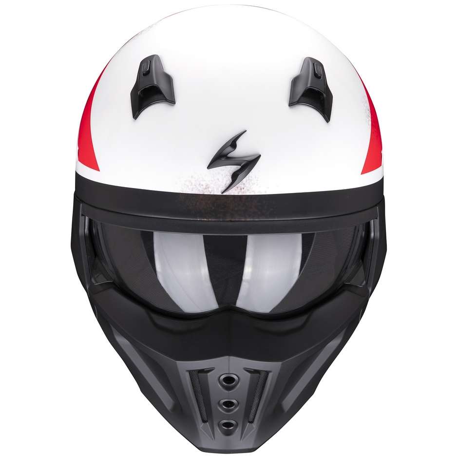 Street Fight Motorcycle Helmet In Scorpion Fiber COVERT-X T-RUST White Red Matt