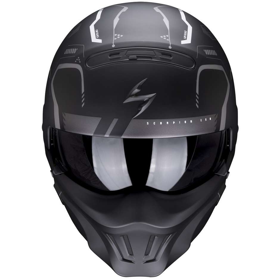 Street Fight Scorpion Motorcycle Helmet EXO-COMBAT EVO RAM Matt Black Silver
