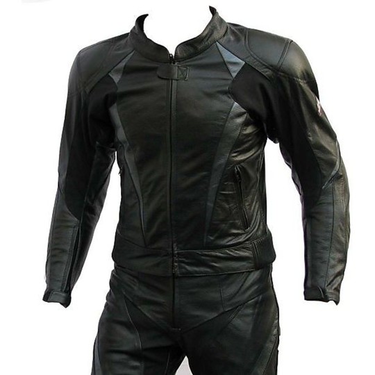 Suit Motorcycle Leather Shield Street Divided Color Black-Grey