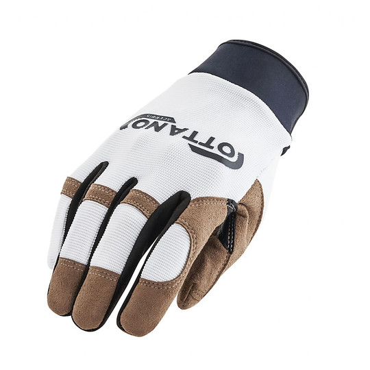 Summer Gloves in Acerbis Ottano 2.0 White Brown fabric