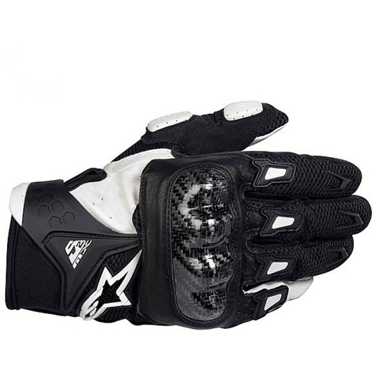 Summer Motorcycle Gloves Alpinestars SMX-2 Air Carbon Black-White