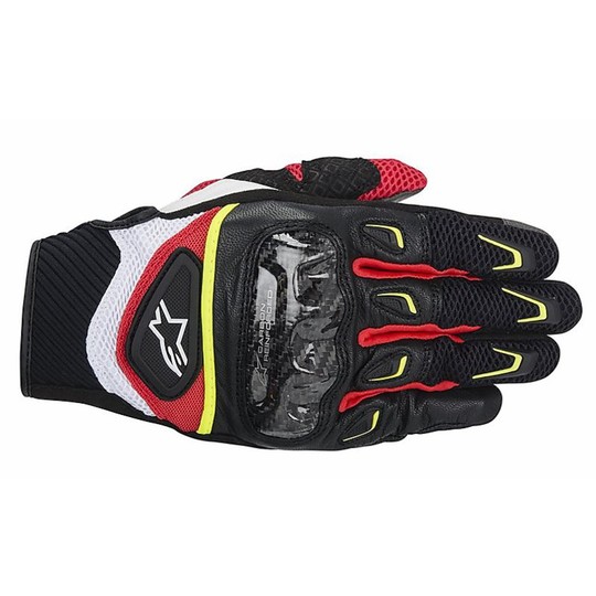 Summer Motorcycle Gloves Alpinestars SMX-2 AIR CARBON GLOVE 2014 White Yellow Fluo Red