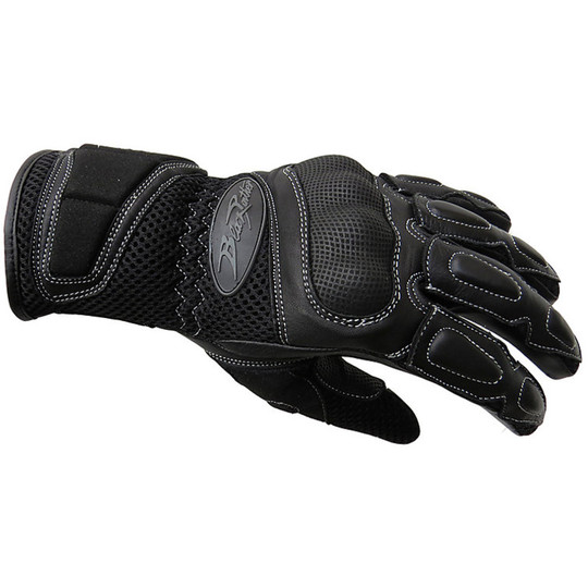 Summer Motorcycle Gloves Black Panther 624 Air Leather and Fabric With New Protections 2014
