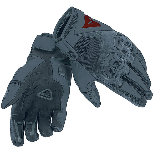 Summer Motorcycle Gloves In Dainese Leather MIG C2 Black