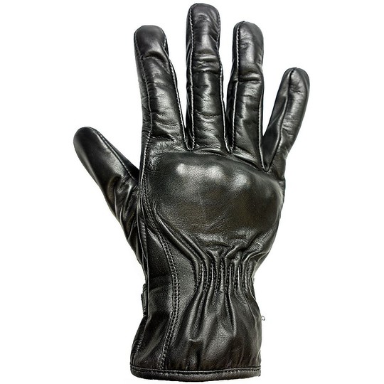 Summer Motorcycle Gloves in Full Grain Leather Helstons Model Basik Black
