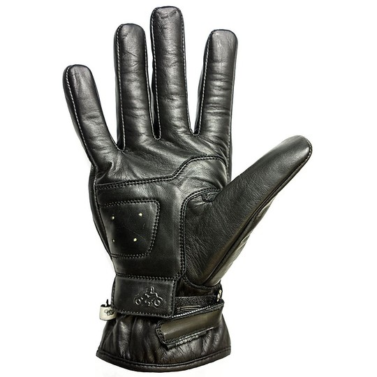 Summer Motorcycle Gloves in Full Grain Leather Helstons Model Basik Black