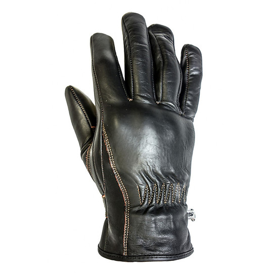 Summer Motorcycle Gloves in Full Grain Leather Helstons Model Basik Brown Black