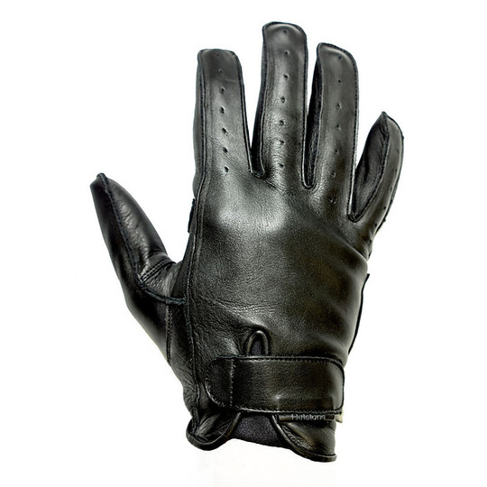 Summer Motorcycle Gloves in Full Grain Leather Helstons Model Hiro Black