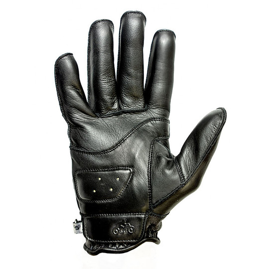Summer Motorcycle Gloves in Full Grain Leather Helstons Model Hiro Black