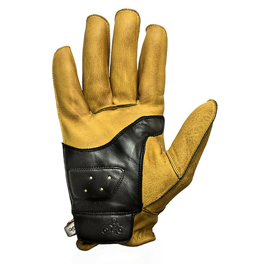Summer Motorcycle Gloves in Full Grain Leather Helstons Model Hiro Gold Black