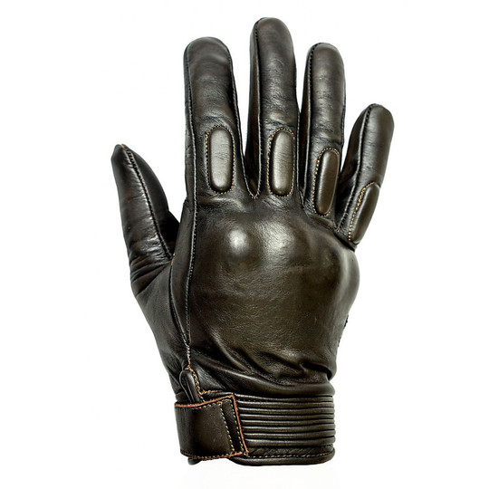Summer Motorcycle Gloves in Full Grain Leather Helstons Model in Brown Side