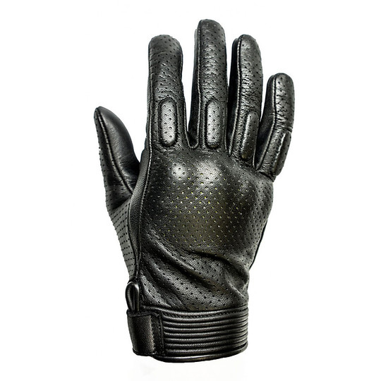 Summer Motorcycle Gloves in Full Grain Leather Helstons Model Side Air Blacks