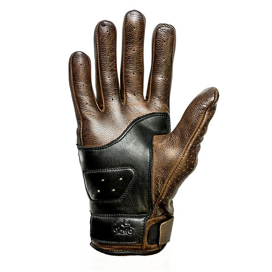 Summer Motorcycle Gloves in Full Grain Leather Helstons Model Side Air Brown