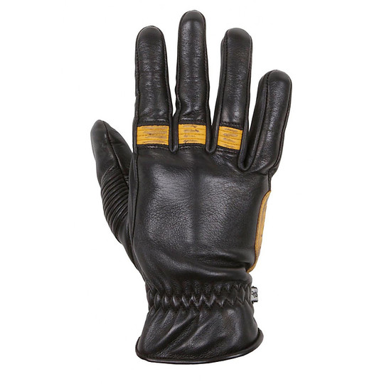 Summer Motorcycle Gloves in Full Grain Leather Helstons Model Velvet Black Gold