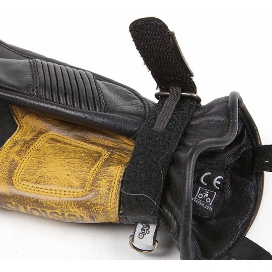 Summer Motorcycle Gloves in Full Grain Leather Helstons Model Velvet Black Gold