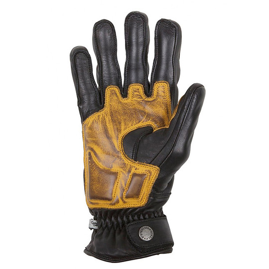 Summer Motorcycle Gloves in Full Grain Leather Helstons Model Vitesse Pro Black Gold