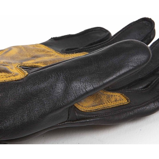 Summer Motorcycle Gloves in Full Grain Leather Helstons Model Vitesse Pro Black Gold