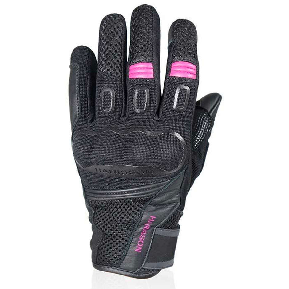 Summer Motorcycle Gloves in Harisson Certified LEADER EVO LADY Black Fabric