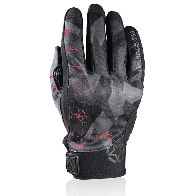 Summer Motorcycle Gloves in Harisson Score Entry CE Black Red Fabric