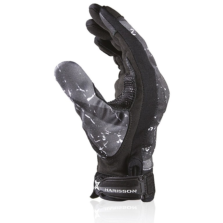 Summer Motorcycle Gloves in Harisson Score Entry CE Black White Fabric