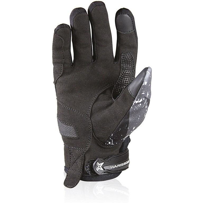 Summer Motorcycle Gloves in Harisson Score Entry CE Black White Fabric