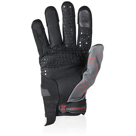 Summer Motorcycle Gloves In Harisson Score Fabric Black Red
