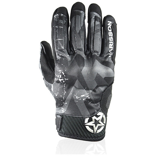 Summer Motorcycle Gloves In Harisson Score Fabric Black White