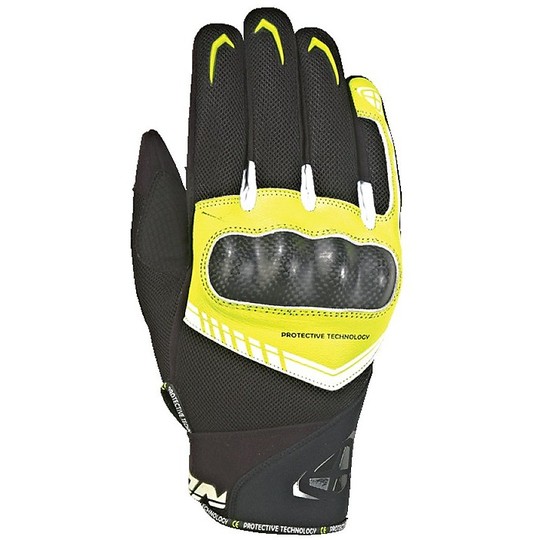 Summer Motorcycle Gloves in Ixon RS LOOP 2 Fabric Black Yellow Fluo
