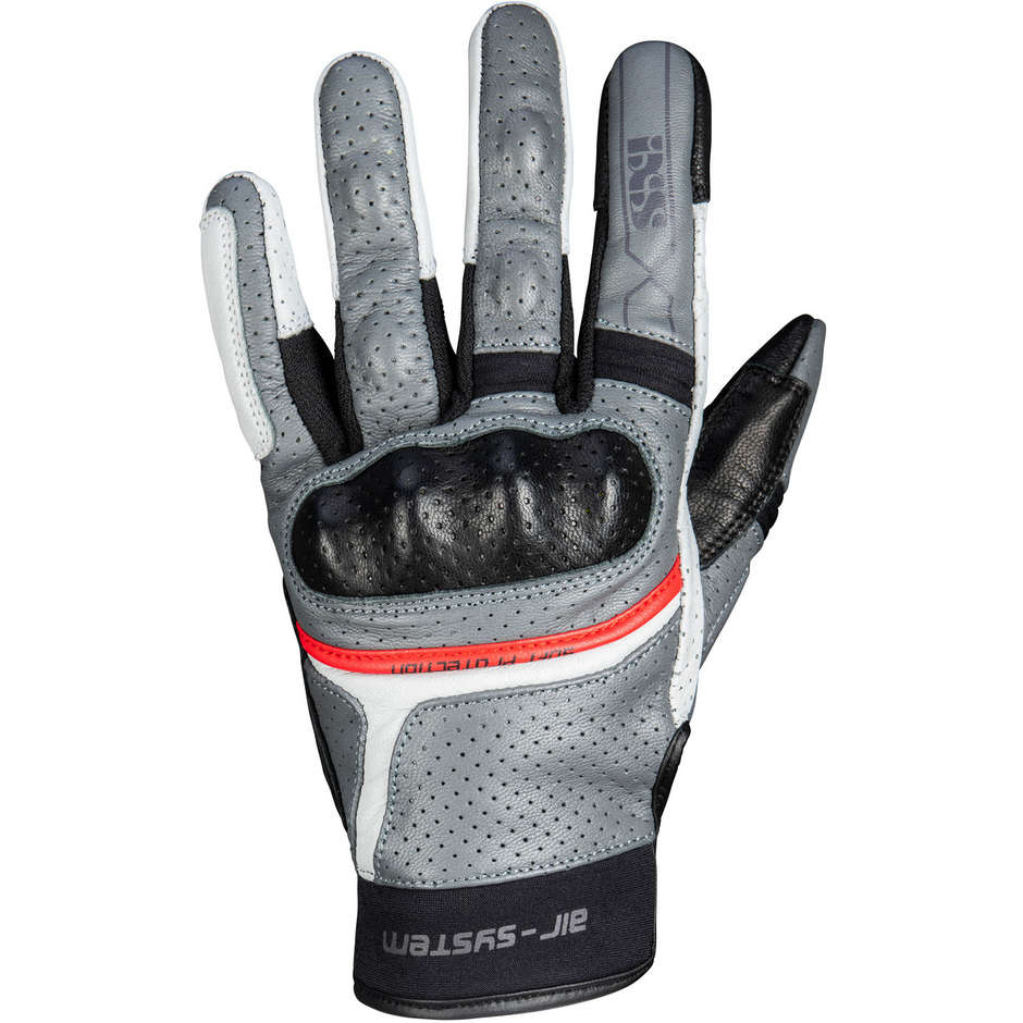 Summer Motorcycle Gloves in Ixs DESERT AIR Black Dark Gray Leather