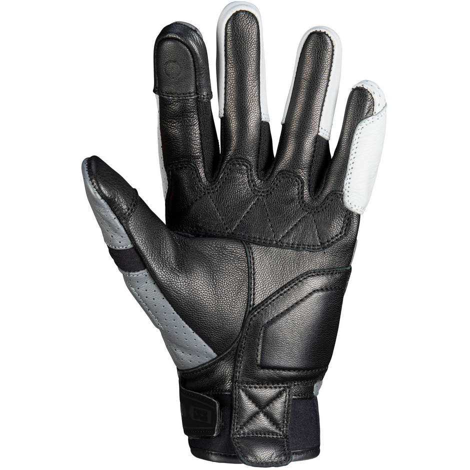 Summer Motorcycle Gloves in Ixs DESERT AIR Black Dark Gray Leather
