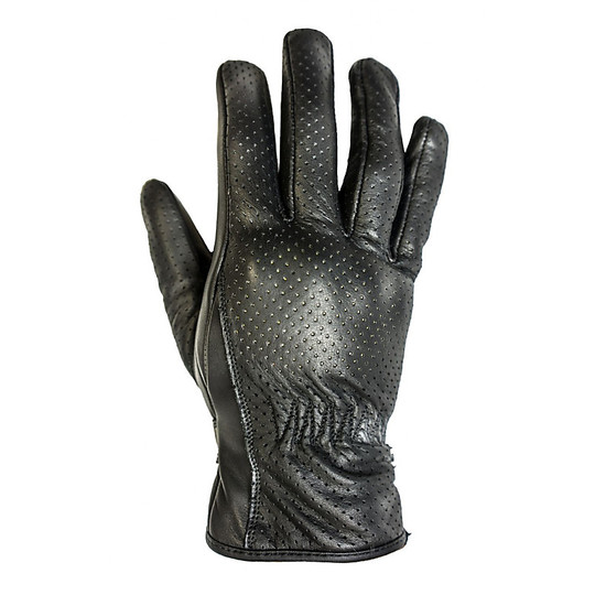 Summer Motorcycle Gloves In Perforated Leather Helstons Model Basik Air Black