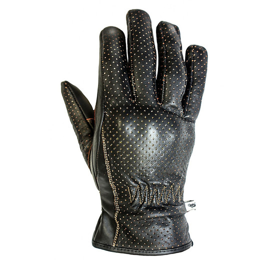 Summer Motorcycle Gloves In Perforated Leather Helstons Model Basik Air Brown Black