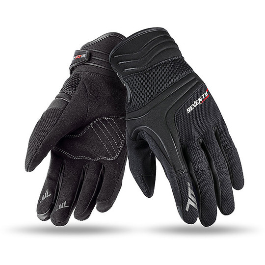 Summer Motorcycle Gloves in Seventy C18 Black Homologated Fabric