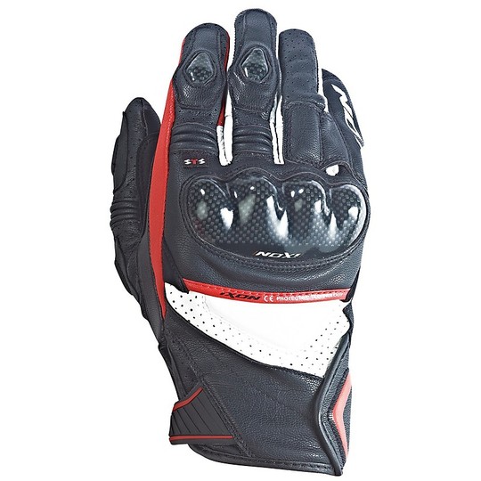Summer Motorcycle Gloves Ixon RS Pistol HP Leather Black White Red