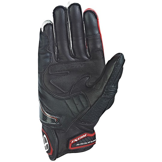 Summer Motorcycle Gloves Ixon RS Pistol HP Leather Black White Red