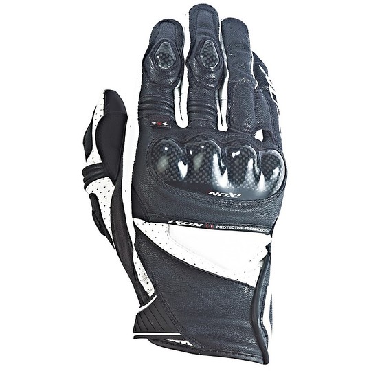 Summer Motorcycle Gloves Ixon RS Pistol HP Leather Black White