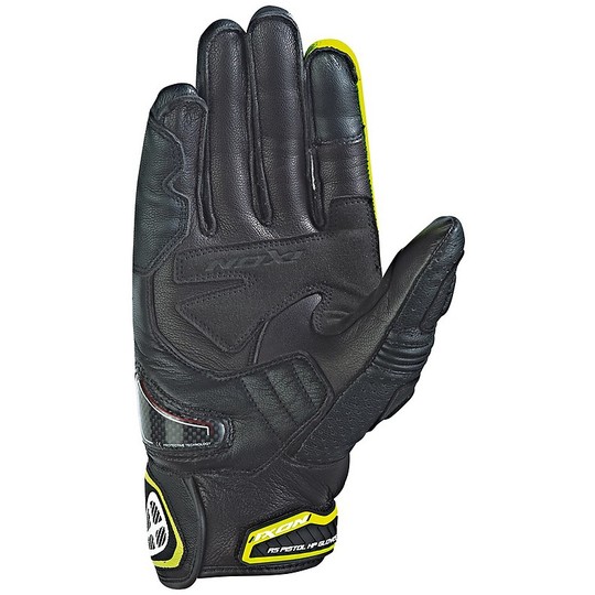 Summer Motorcycle Gloves Ixon RS Pistol HP Leather Black Yellow Vivo