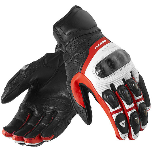 Summer Motorcycle Gloves Rev'it Chevron Leather White Red