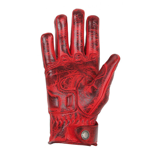 Summer Motorcycle Gloves Woman Helstons Leather Model Lighning Red Lava