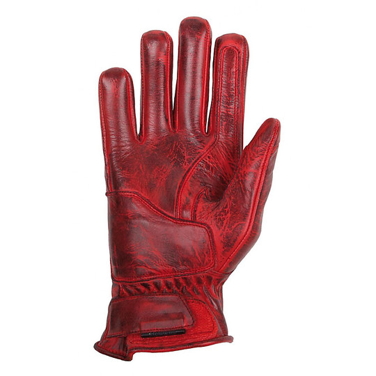 Summer Motorcycle Gloves Woman Helstons Leather Model Vintage Red Star