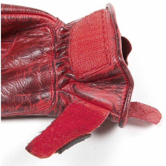 Summer Motorcycle Gloves Woman Helstons Leather Model Vintage Red Star