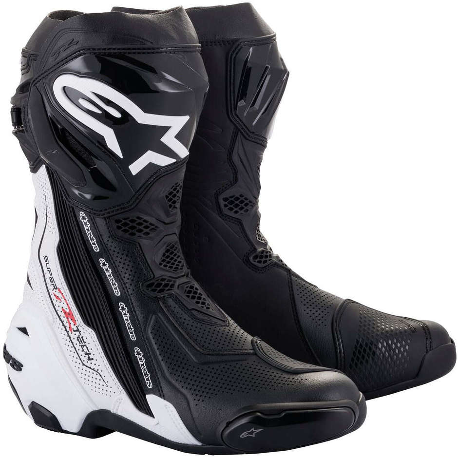 Summer Motorcycle Racing Boots Alpinestars SUPERTECH R VENTED Black White